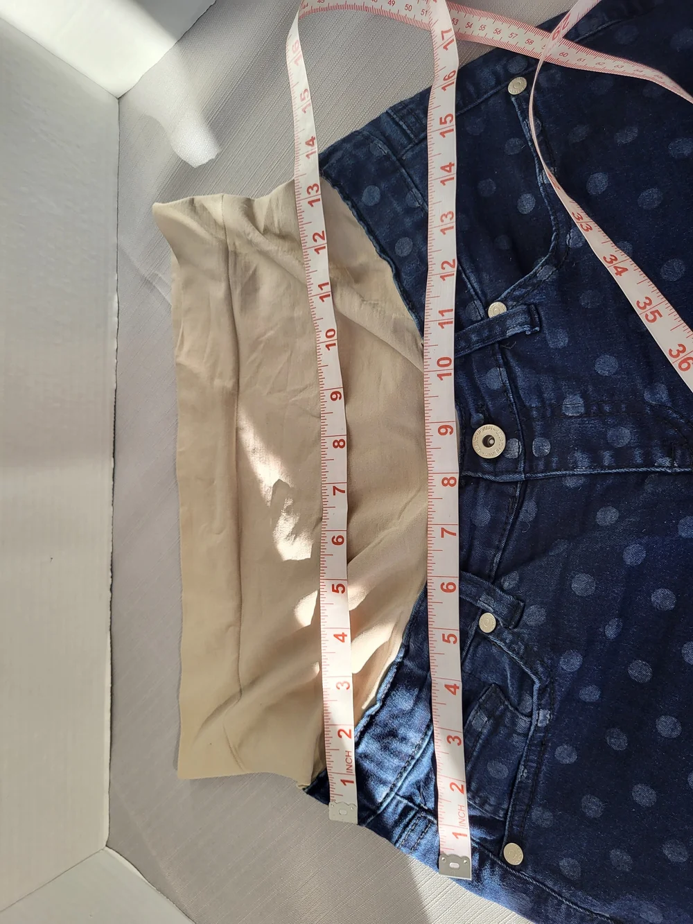 Lilac Branded Denim-Trim Top in Beige and Navy - Picture 4 of 5